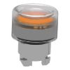 Picture of Head for illuminated push button, Harmony XB4, metal, orange flush, 22mm, universal LED, spring return, clear boot