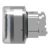 Picture of Head for illuminated push button, Harmony XB4, metal, blue flush, 22mm, universal LED, spring return, clear boot