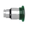 Picture of Head for illuminated push button, Harmony XB4, green mushroom 40mm, 22mm, latching, push pull to release, universal LED, unmarked