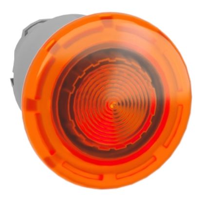 Picture of Head for illuminated push button, Harmony XB4, metal, orange muhroom 40mm, 22mm, universal LED, latching push pull