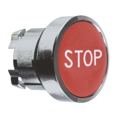 Picture of Harmony XB4, Push button head, metal, flush, red, 22mm, spring return, marked STOP