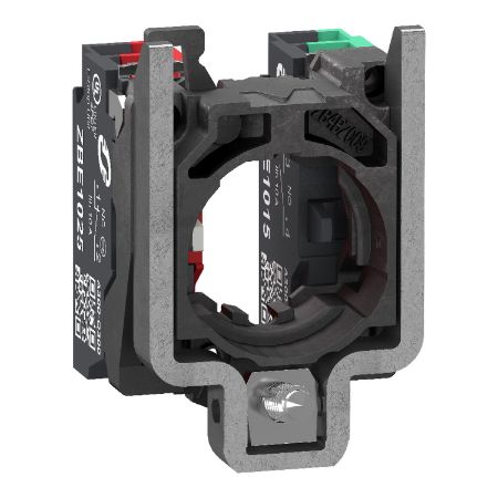 Picture of Single contact block with body fixing collar, Harmony XB4, metal, 1 NO + 1 NC, compact push in terminals