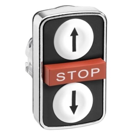 Picture of Head for triple headed push button, Harmony XB4, white flush/red projecting/white flush pushbutton Ã˜22 mm with marking