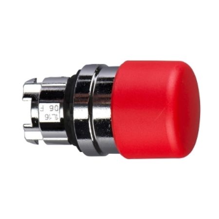 Picture of Head for non illuminated pushbutton, Harmony XB4, mushroom 30mm, metal, red, 22mm, spring return