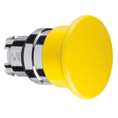 Picture of Harmony XB4, Head for non illuminated pushbutton, mushroom 40mm, metal, yellow, 22mm, spring return