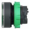 Picture of Head for illuminated push button, Harmony XB5, plastic, green flush, 22mm, universal LED, for insetion of legend