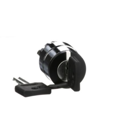 Picture of Key switch selector head, Harmony XB4, metal, black, 22mm, key 455, 2 positions, stay put