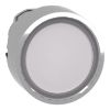 Picture of Head for illuminated push button, Harmony XB4, metal, white flush, 22mm, universal LED, push push, unmarked