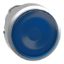 Picture of Head for illuminated push button, Harmony XB4, metal, blue flush, 22mm, universal LED, push push, unmarked
