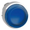 Picture of Head for illuminated push button, Harmony XB4, metal, blue projecting, 22mm, push push, universal LED, unmarked