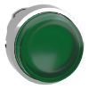Picture of Head for illuminated push button, Harmony XB4, metal, green projecting, 22mm, push push, universal LED, unmarked
