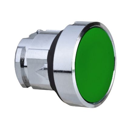 Picture of Head for non illuminated push button, Harmony XB4, metal, green, flush, 22mm, push push, unmarked