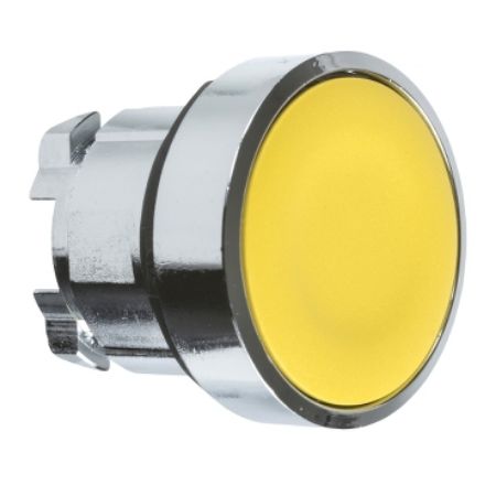 Picture of Head for illuminated push button, Harmony XB4, metal, yellow flush, 22mm, push-push, unmarked