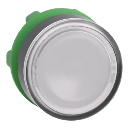 Picture of Head for illuminated push button, Harmony XB5, dark grey plastic, white flush, 22mm, universal LED, push push, unmarked