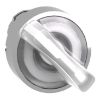 Picture of Head for illuminated selector switch, Harmony XB4, metal, white handle, 22mm, universal LED, 2 positions, stay put