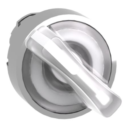 Picture of Head for illuminated selector switch, Harmony XB4, metal, white handle, 22mm, universal LED, 2 positions, stay put
