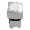 Picture of Head for illuminated selector switch, Harmony XB4, metal, white handle, 22mm, universal LED, 2 positions, stay put