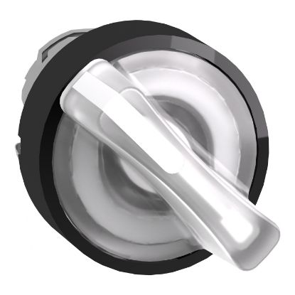 Picture of Head for illuminated selector switch, Harmony XB4, universal LED,  black metal, white handle, 22mm, 2 positions, stay put