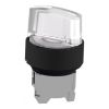 Picture of Head for illuminated selector switch, Harmony XB4, universal LED,  black metal, white handle, 22mm, 2 positions, stay put