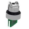Picture of Head for illuminated selector switch, Harmony XB4, metal, green handle, 22mm, universal LED, 2 positions, stay put