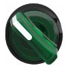 Picture of Head for illuminated selector switch, Harmony XB4, universal LED,  black metal, green handle, 22mm, 2 positions, stay put