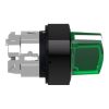 Picture of Head for illuminated selector switch, Harmony XB4, universal LED,  black metal, green handle, 22mm, 2 positions, stay put