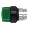 Picture of Head for illuminated selector switch, Harmony XB4, universal LED,  black metal, green handle, 22mm, 2 positions, stay put