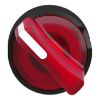 Picture of Head for illuminated selector switch, Harmony XB4, black metal, red handle, 22mm, universal LED, 2 positions, stay put