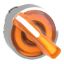 Picture of Head for illuminated selector switch, Harmony XB4, metal, orange handle, 22mm, universal LED, 2 positions, stay put