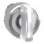 Picture of Head for illuminated selector switch, Harmony XB4, chromium metal, white handle, 22mm, universal LED, 3 positions