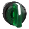 Picture of Head for illuminated selector switch, Harmony XB4, universal LED,  black metal, green handle, 22mm, 3 positions, stay put
