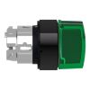 Picture of Head for illuminated selector switch, Harmony XB4, universal LED,  black metal, green handle, 22mm, 3 positions, stay put