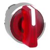 Picture of Head for illuminated selector switch, Harmony XB4, chromium metal, red handle, 22mm, universal LED, 3 positions, stay put