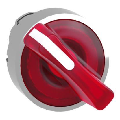 Picture of Head for illuminated selector switch, Harmony XB4, universal LED,  red handle, 22mm, 2 positions, spring return