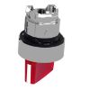 Picture of Head for illuminated selector switch, Harmony XB4, universal LED,  red handle, 22mm, 2 positions, spring return