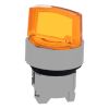Picture of Head for illuminated selector switch, Harmony XB4, chromium metal, orange handle, 22mm, universal LED, 2 positions,