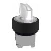 Picture of Head for illuminated selector switch, Harmony XB4, black metal, white handle, 22mm, universal LED, 3 positions, to center