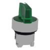 Picture of Head for illuminated selector switch, Harmony XB4, chromium metal, green handle, 22mm, universal LED, 3 positions, left to center