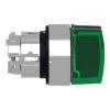 Picture of Head for illuminated selector switch, Harmony XB4, chromium metal, green handle, 22mm, universal LED, 3 positions, left to center