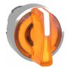 Picture of Head for illuminated selector switch, Harmony XB4, chromium metal, orange handle, 22mm, universal LED, 3 positions,