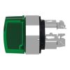 Picture of Head for illuminated selector switch, Harmony XB4, chromium metal, green handle, 22mm, universal LED, 3 positions, to center
