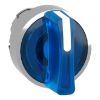 Picture of Head for illuminated selector switch, Harmony XB4, metal, blue handle, 22mm, universal LED, 3 positions, left to center