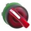 Picture of Head for illuminated selector switch, Harmony XB5, dark grey plastic, red handle, 22mm, universal LED, 2 positions