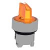 Picture of Head for illuminated selector switch, Harmony XB4, metal, orange handle, 22mm, universal LED, 3 positions, right to center