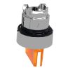 Picture of Head for illuminated selector switch, Harmony XB4, metal, orange handle, 22mm, universal LED, 3 positions, right to center