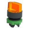 Picture of Head for illuminated selector switch, Harmony XB5, dark grey plastic, orange handle, 22mm, universal LED, 2 positions