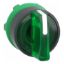 Picture of Head for illuminated selector switch, Harmony XB5, grey plastic, green handle, 22mm, universal LED, 3 positions, stay put