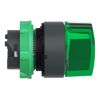 Picture of Head for illuminated selector switch, Harmony XB5, grey plastic, green handle, 22mm, universal LED, 3 positions, stay put
