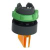 Picture of Head for illuminated selector switch, Harmony XB5, universal LED,  orange handle, 22mm, 3 positions, stay put