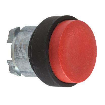 Picture of Head for illuminated push button, Harmony XB4, metal, red projecting, 22mm, spring return, unmarked
